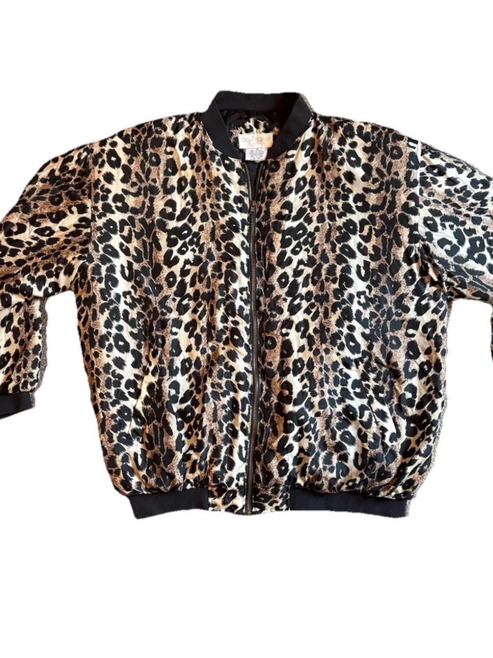 Casual Corner Leopard Print Bomber Jacket - Black, Brown, Cream